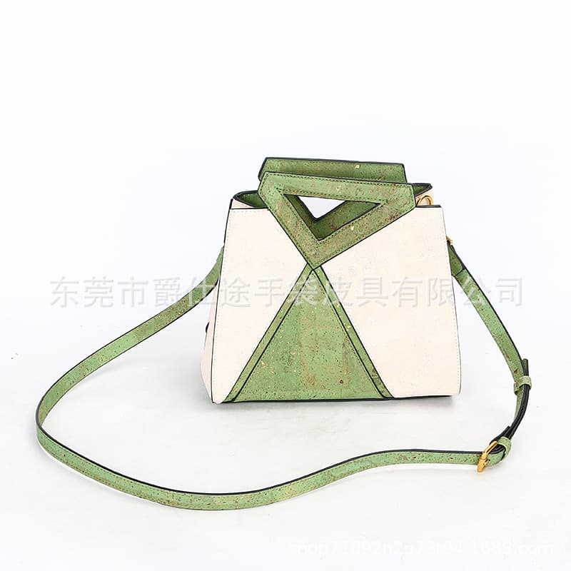 Factory customized Cork handbag, eco-friendly patchwork genuine wood shoulder bag, creative crossbody cork bag