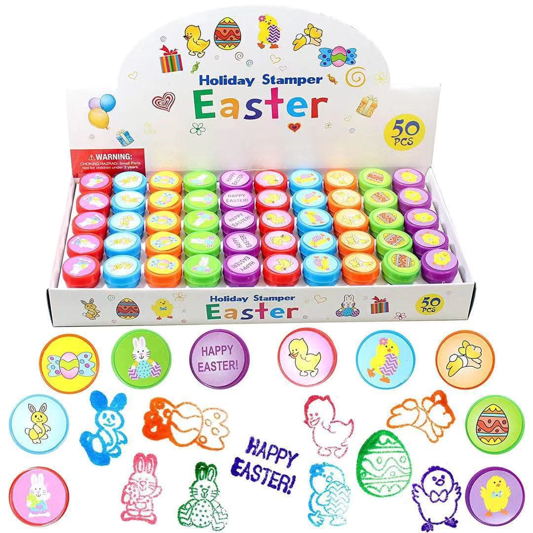 Easter Children's Toy Stamp Holiday Plastic Round Stamp Creative Gift Stamp Set