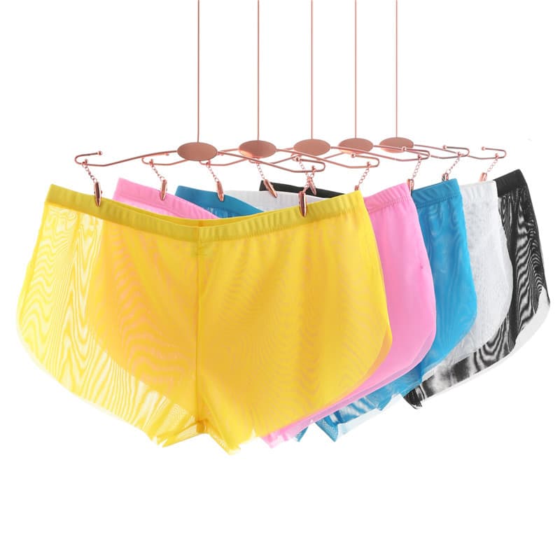 Men's Mesh Boxer Briefs Sexy Mesh Underwear Home Lounge Pants Transparent Sports Pants