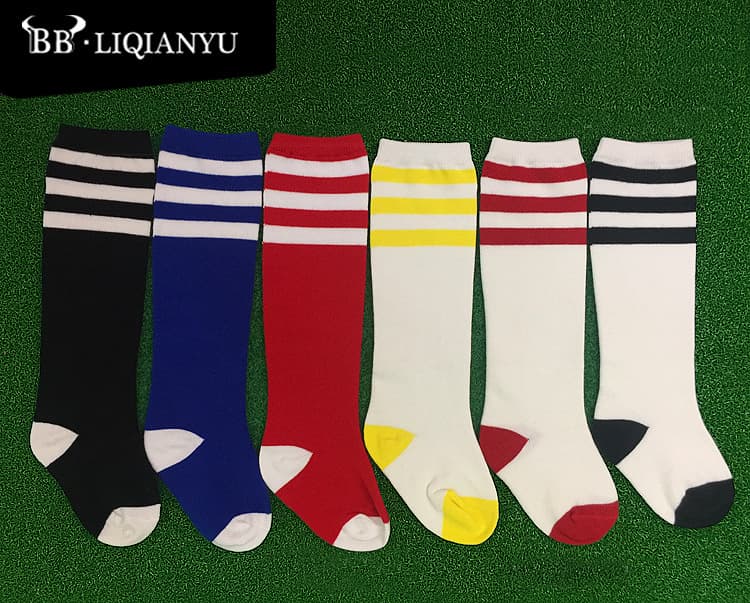 Spring and Summer New Children's Long Socks with Three Stripes, Over-the-Knee Cotton Socks, Football Socks