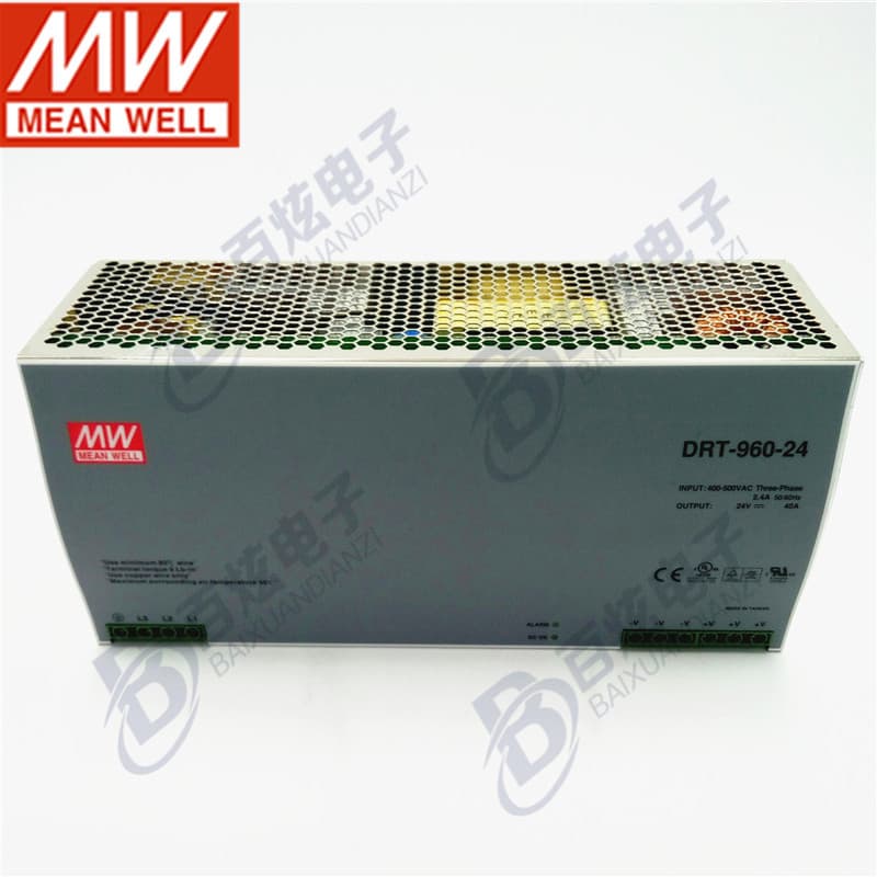 Mean Well DIN Rail DRT-960-24 Three-Phase 380V Input 960W 24V DC Power Supply, TDR Replacement