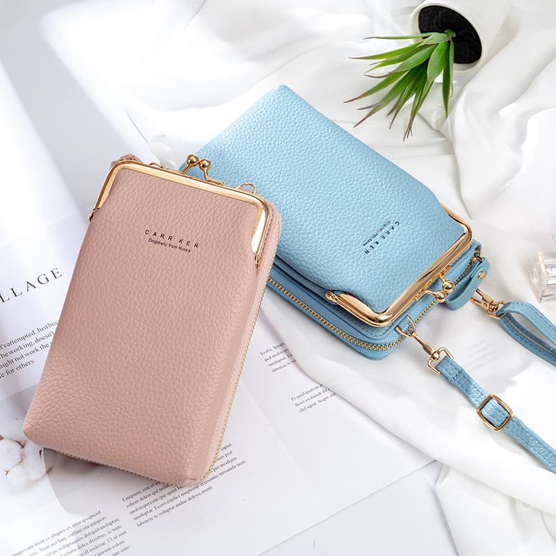 Factory supply new women's phone bag, Korean fashion pebble grain solid color crossbody multifunctional shoulder bag