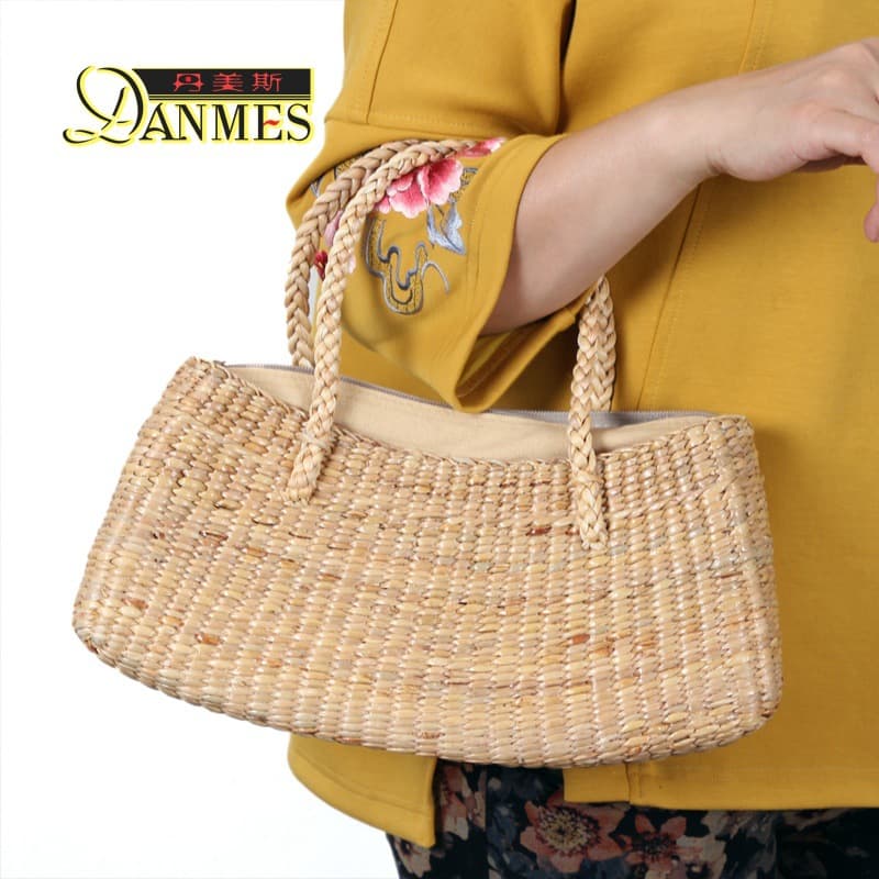 Thai Sea Grass Woven Hand Shoulder Bag Retro Fashion Easy-to-match Casual Vacation Rattan Beach