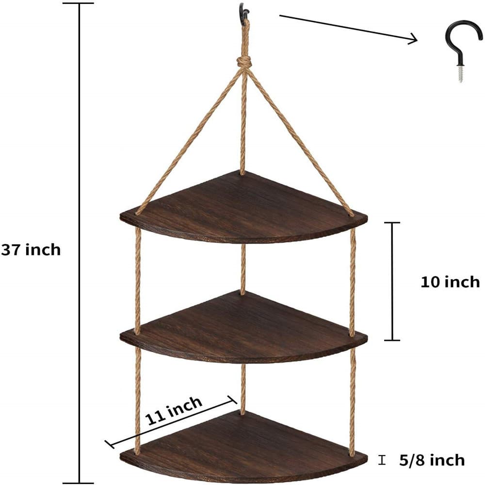 Amazon fan-shaped wall rack without punching hemp rope partition solid wood wall hanging living room wall decoration shelf