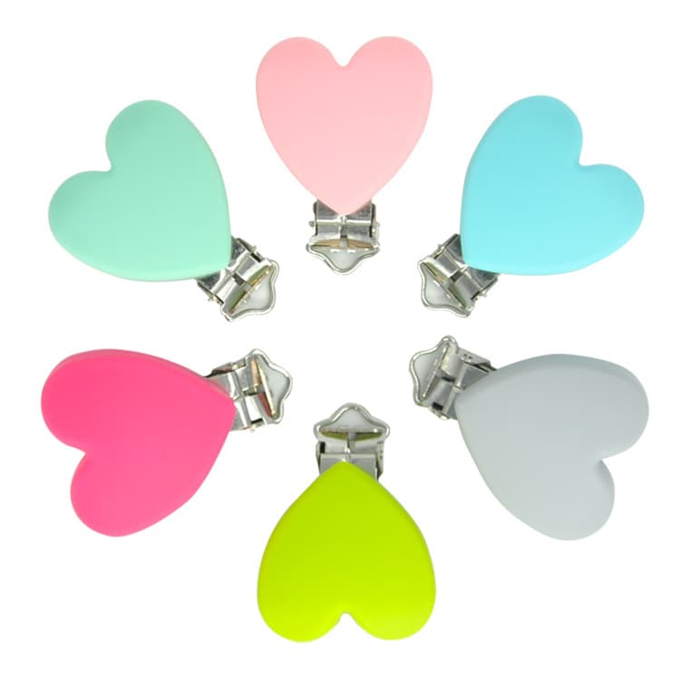 Baby Teether Accessory Heart Clip Heart-shaped Teether Baby Pacifier Chain Silicone Pacifier Clip