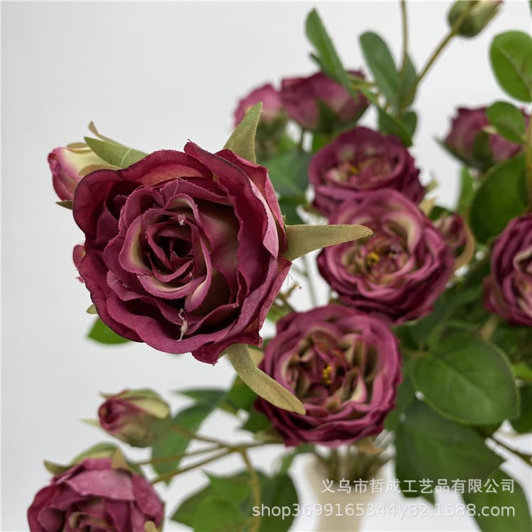 Rose anti-real flower indoor living room TV cabinet vase ornaments fake flowers simulated flower bouquet ornaments silk flowers decorative flowers