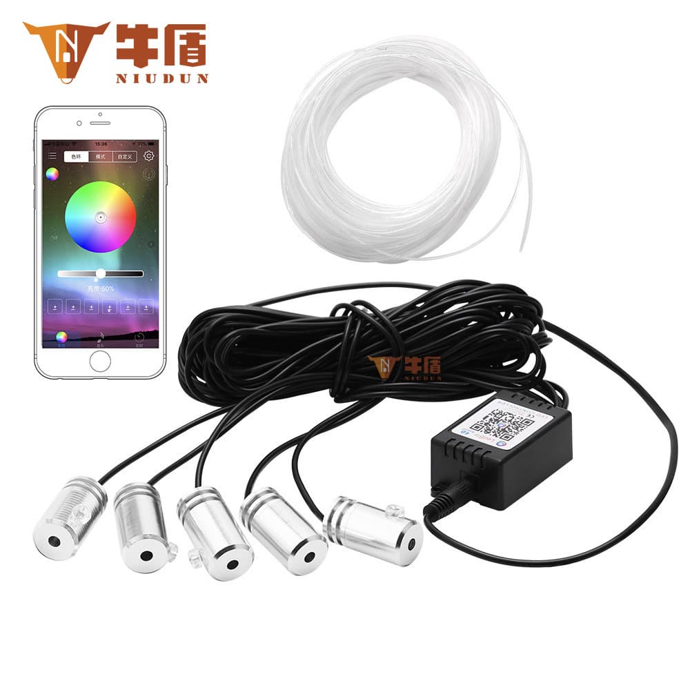 Colorful Cold Light Wire Ambient Light Wireless Remote Control Bluetooth APP 64-Color Atmosphere Light Car Decoration LED Light