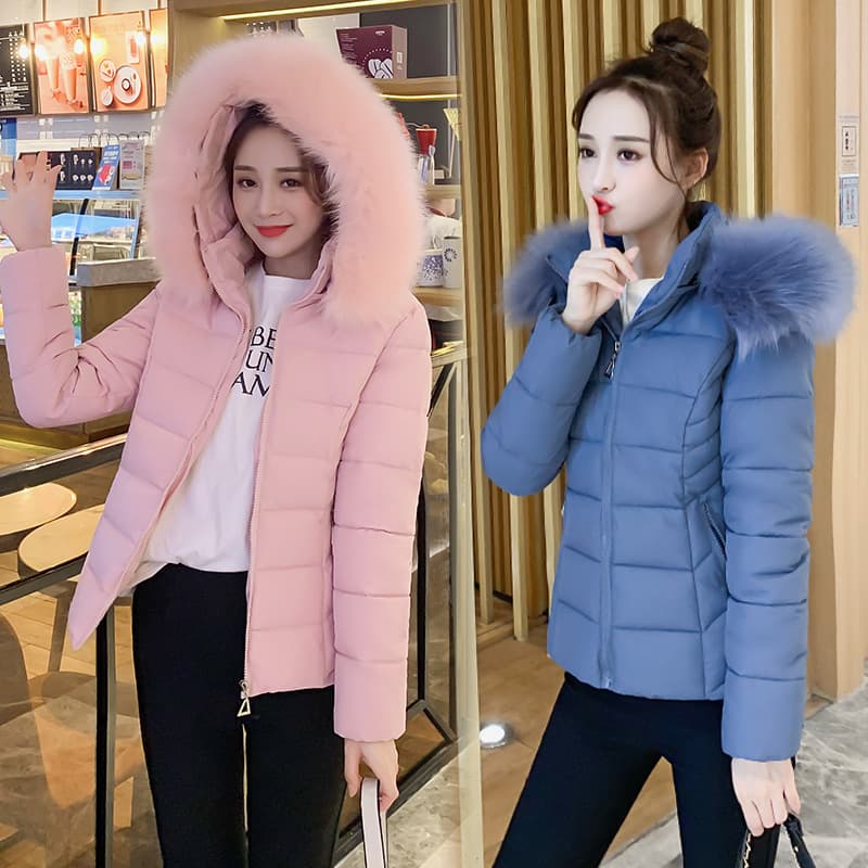 Women's Down Cotton Coat 2020 New Winter Korean Style Short Jacket with Large Fur Collar Fashion Plus Size Cotton Padded Coat