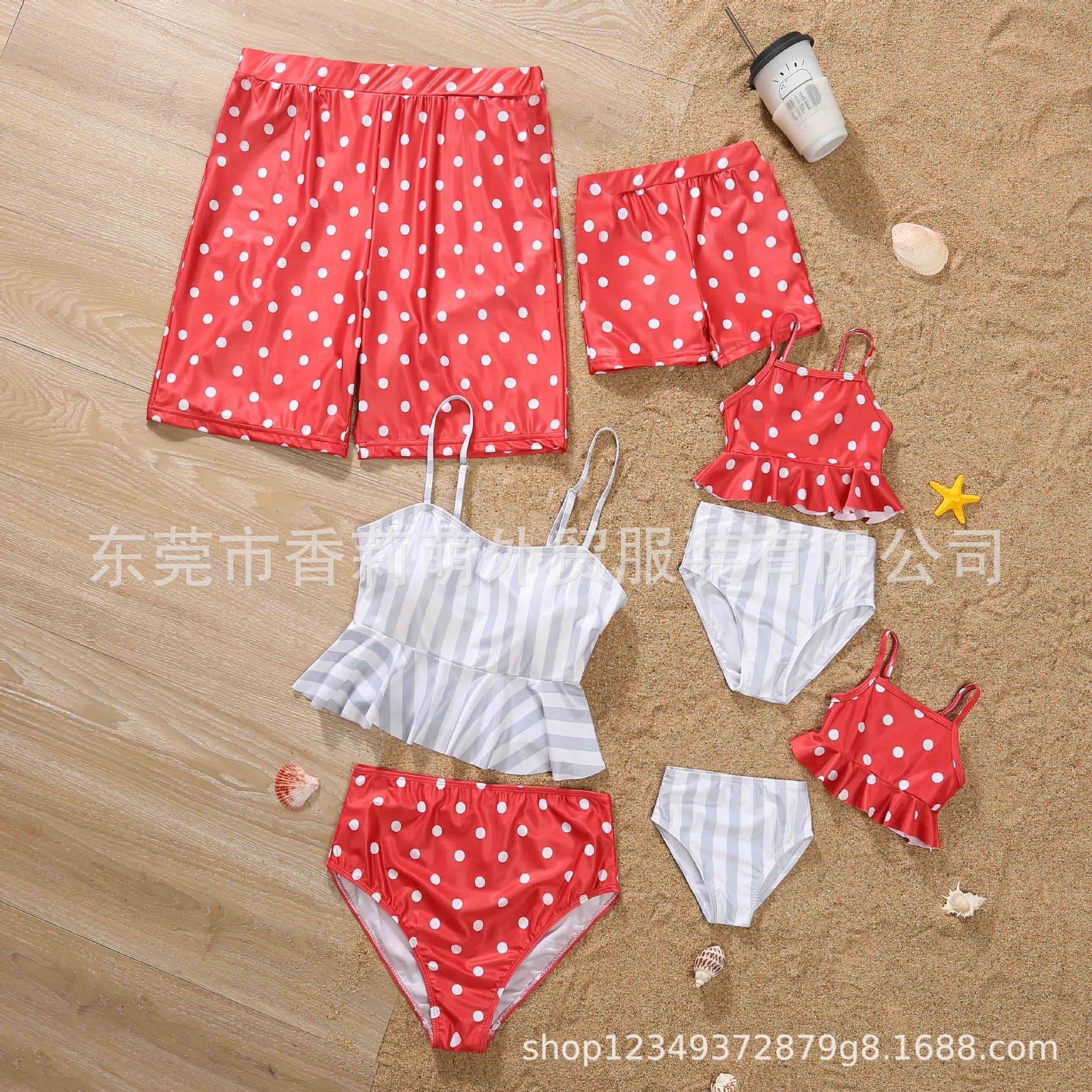 2020 New European and American Cross-Border Women's Halter Top Swimsuit Set Men's Beach Shorts Family Matching Swimwear Factory Wholesale