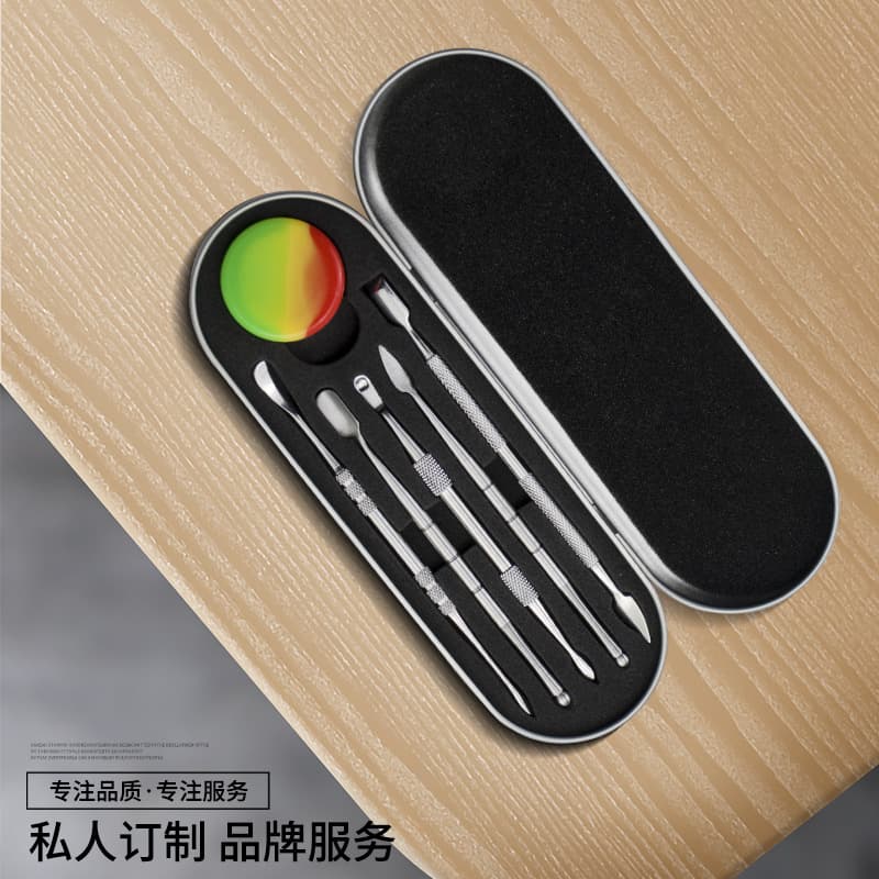 Yangjiang manufacturer spot wholesale e-liquid spoon 5-piece set stainless steel e-cigarette paste scoop pipe accessories cleaning tools