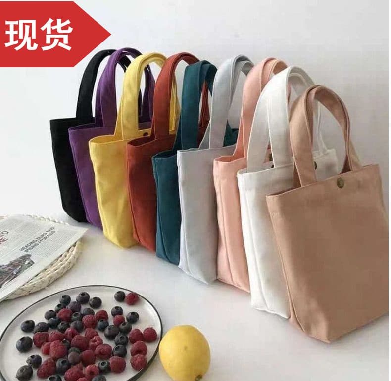 Spot Candy Color All-Match Student Hand Canvas Lunch Box Bag Japanese and Korean Literature Small Handbag Lunch Bag Set Available