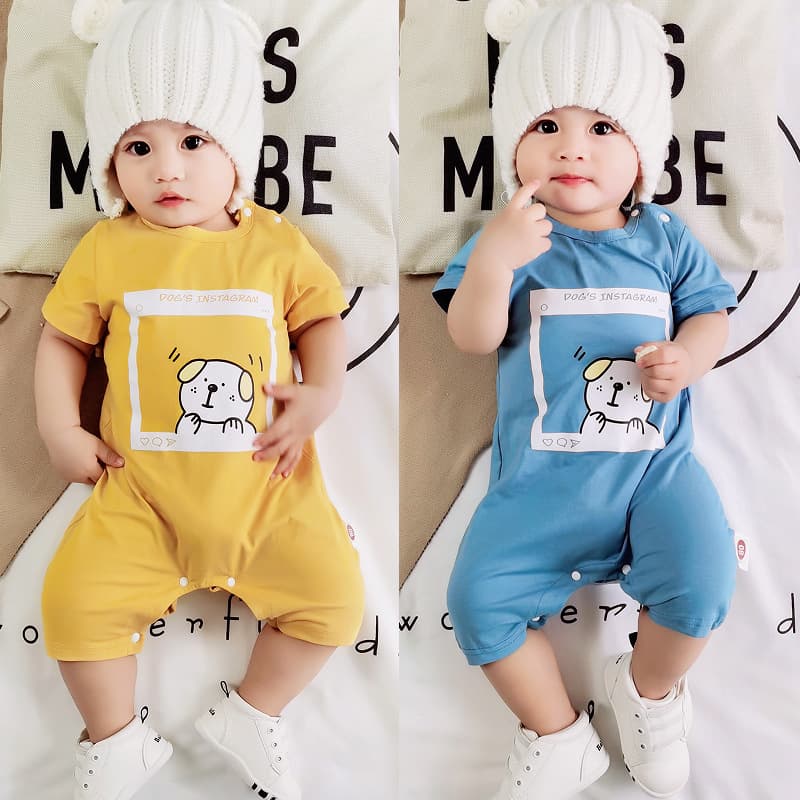 Summer Newborn Baby Clothes, Trendy Unisex Thin Summer Romper, Short-Sleeve Crawling Suit, Cute