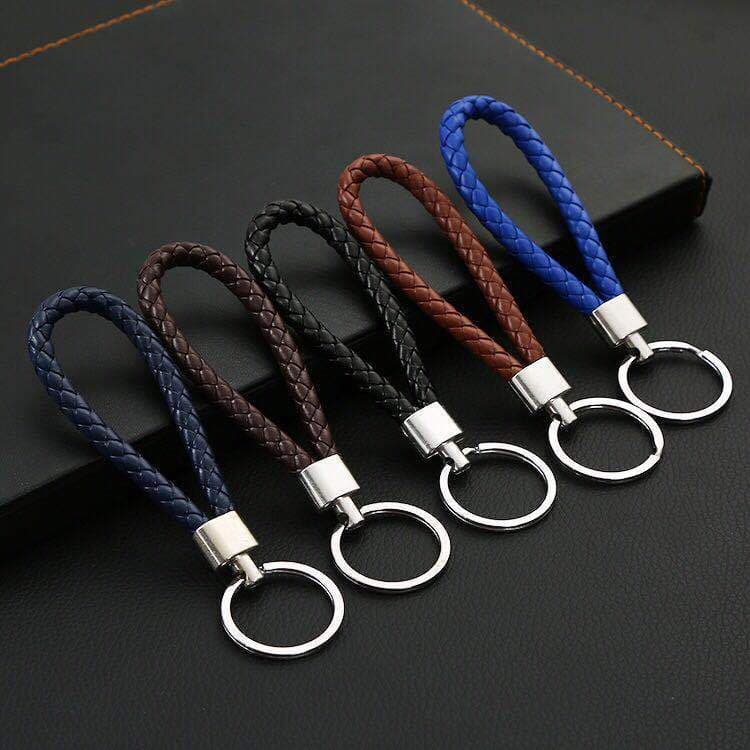 Handwoven Leather Strap Car Keychain - Unisex Waist Keyring Creative Key Rope