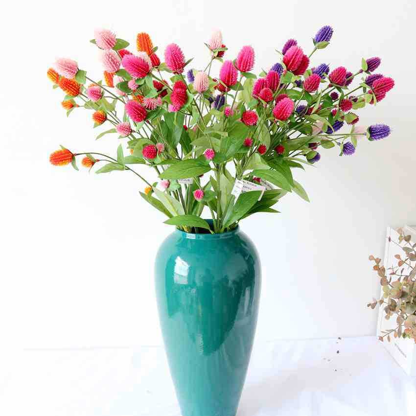 Multi-headed sea holly and eryngium artificial plastic bouquet, wedding and home decoration artificial flowers
