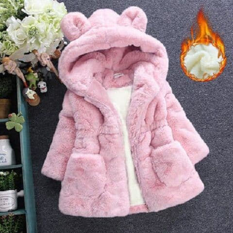 Girls' Faux Fur Coat Winter Kids Fleece-Lined Thick Outerwear Faux Fur One-Piece Stylish Sweater Coat Wholesale