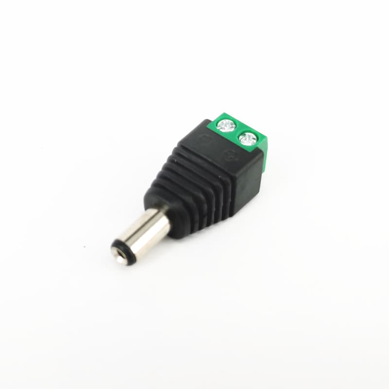 Camera Surveillance DC Power Connector, Green Male Plug, Solder-Free BNC, 12V Wiring, 5.5*2.1