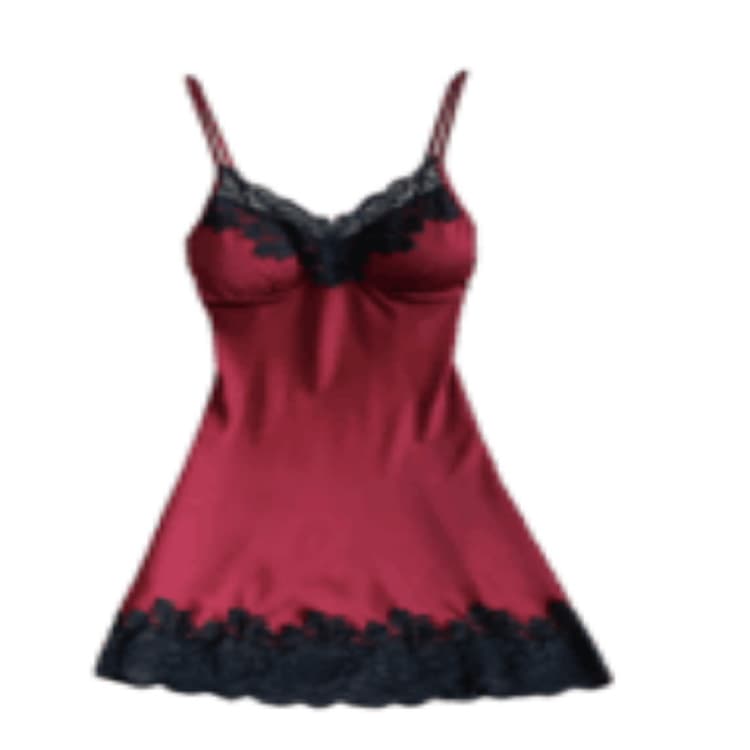 Wholesale European and American Sexy New Deep V Strap Lace Trim Nightgown Slim Fit Satin Lace Chemise