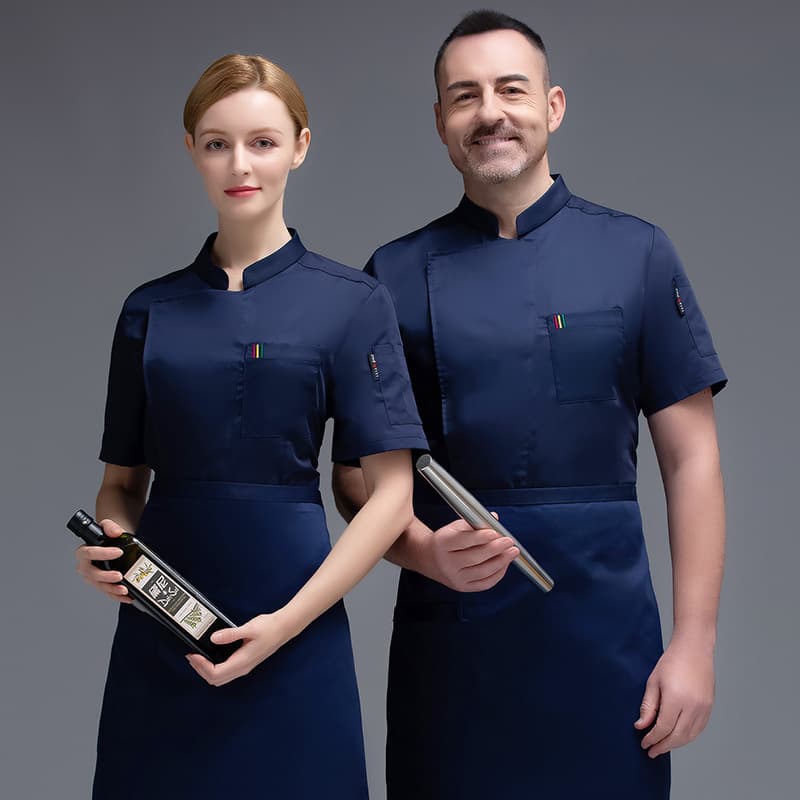 Hotel Western Restaurant Chef Workwear Short Sleeve Men's Summer Kitchen Personalized Back Kitchen Chef Uniform Women A01