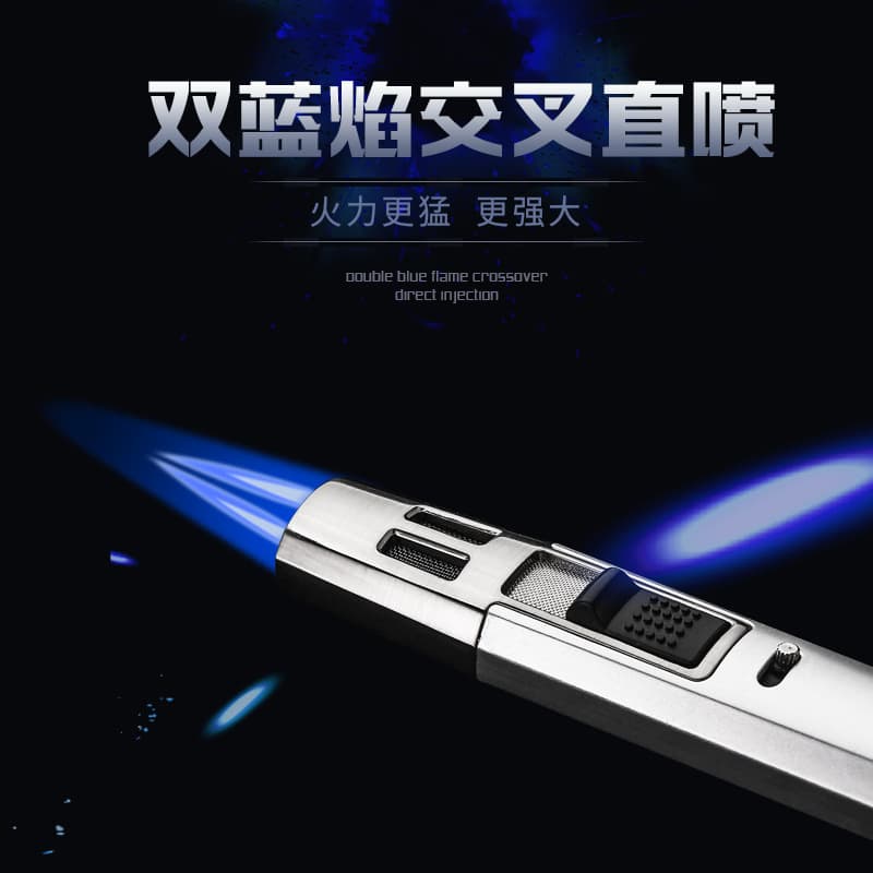 450-1 Raptor Pen-Style Cross Double Straight Jet Windproof Blue Flame Locking Cigar Lighter with Visible Gas Wholesale