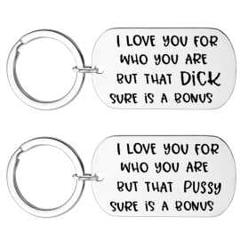 European and American Car Key Stainless Steel Pendant Dog Tag Keychain Dick Couple Christmas Valentine's Day Gift Accessory