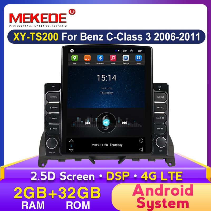 For Mercedes-Benz C-Class W204 Modified TS Vertical Screen Android Central Control Large Screen Car Navigation All-in-One Machine