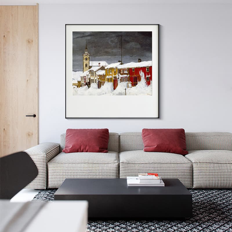 Nordic Minimalist Art Snow Scene Decorative Painting for Dining Room, Study, Corridor Wall, European Light Luxury Landscape Painting