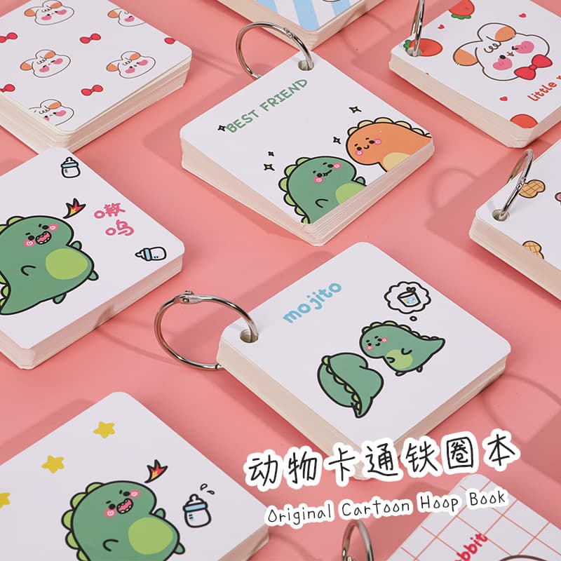 Hangsu Animal Cartoon Wire-bound Exam Vocabulary Book Ring Portable Pocket Blank Loose-leaf
