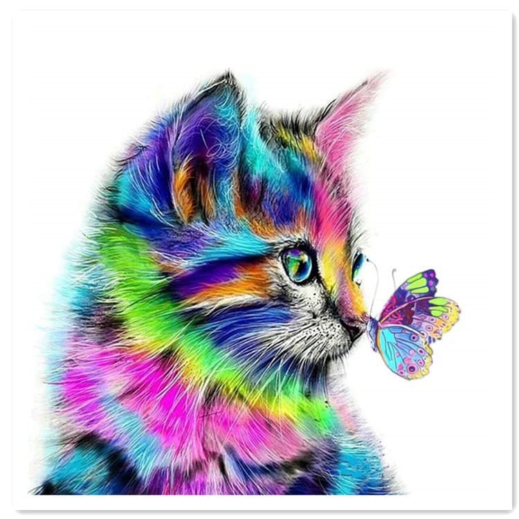 5D Diamond Painting Full Drill Colorful Cat Dotting DIY Diamond Embroidery Decorative Art for Bedroom Study