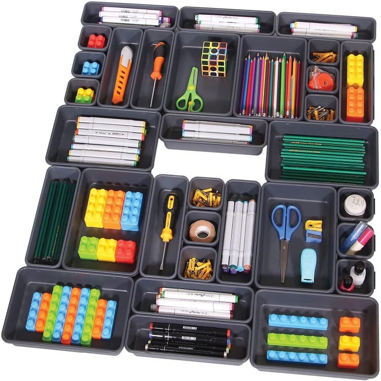 Interlocking Drawer Organizer Homeware Desktop Drawer Storage Plastic Divider Box