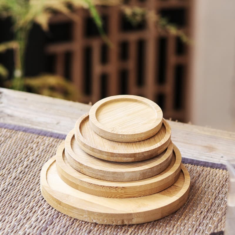 Kung Fu Tea Ceremony Bamboo Cup Mat Heat Insulation Pad Bamboo Round Bowl Mat Placemat Ins Wooden Coaster LOGO Manufacturer