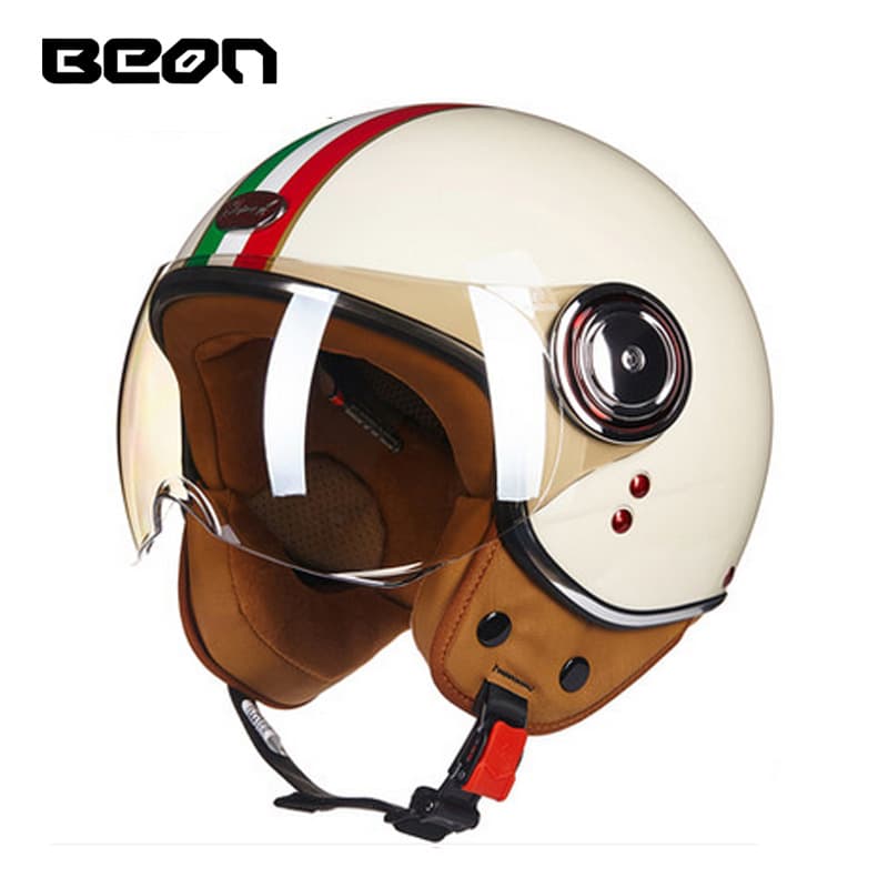 BEON Motorcycle Retro Helmet, All-Season Unisex Half Helmet, Stylish Safety Helmet for Winter