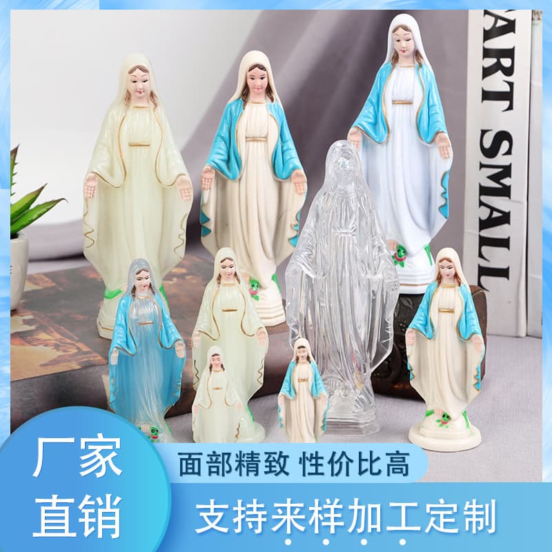 European Style Figurine Craft Blue Dress Night Glow Mother Decorative Plastic Ornament Factory Direct Wholesale
