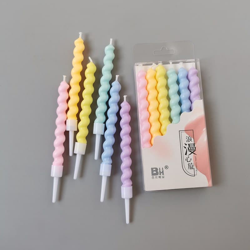 Romantic Spiral Birthday Cake Candles, Smoke-Free Creative Candles for Baby & Kids Party Atmosphere Decoration