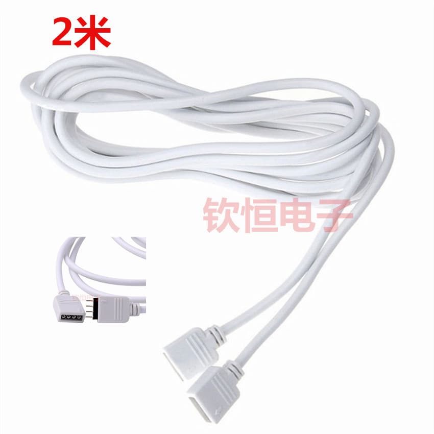 2 M RGB light bar welding-free extension cable LED colorful light strip connecting line 4p female pin controller double head connection