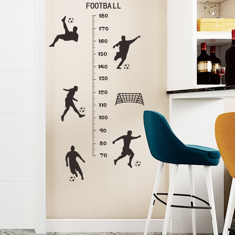 Football Boy Height Measurement Wall Sticker for Kids Room Kindergarten Self-Adhesive Wallpaper Height Chart Hongyan FX-D78