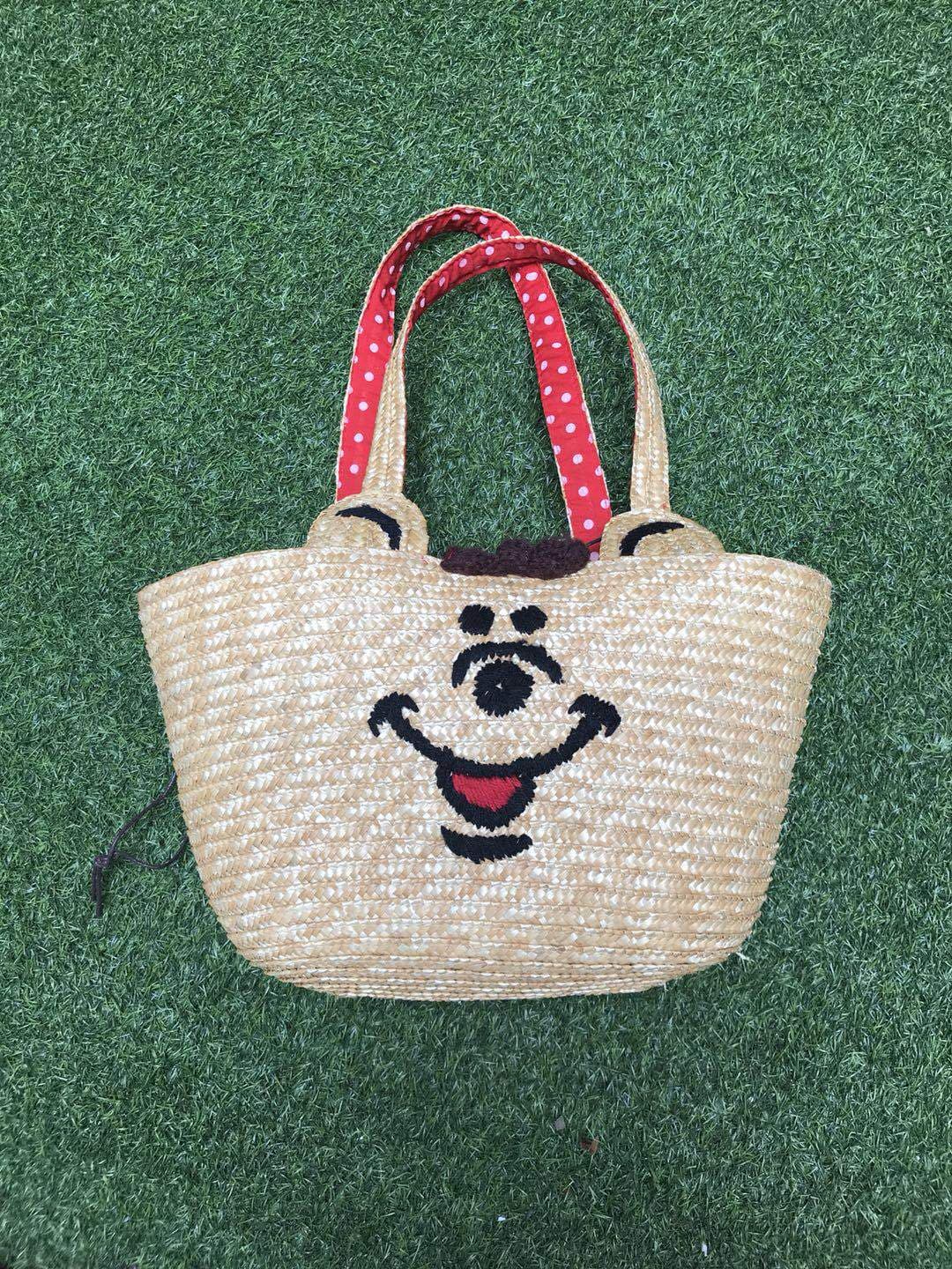 Straw Woven Cartoon Bag, Wheat Straw Bag, Straw Craft Bag, Vacation Travel Beach Leisure Bag