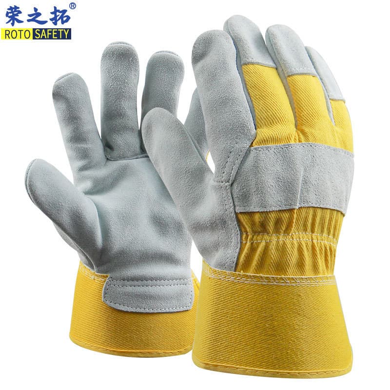 Class A cowhide pure cotton short full-length welding gloves wear-resistant anti-scalding welder welding yellow labor protection gloves