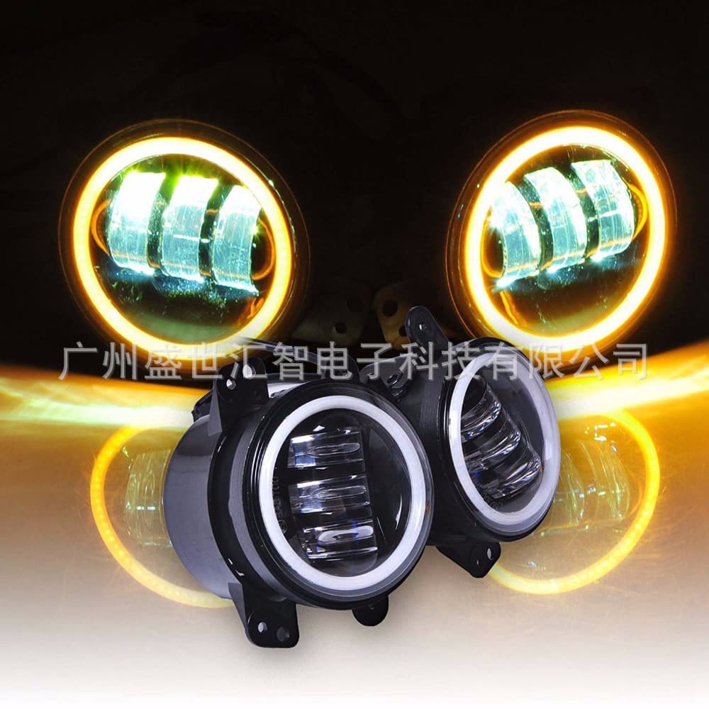 Compatible with Jeep Wrangler 4-inch fog lights with daytime running lights, Jeep LED Dodge Cherokee accessories front fog light