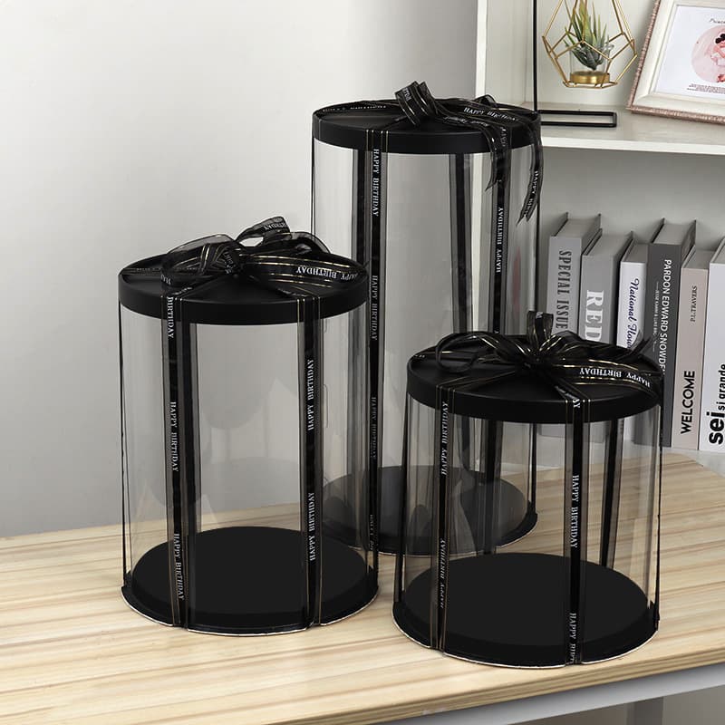 Factory Direct Round Transparent Cake Box 4 6 8 10 Inch Double Layer Heightened LOGO Birthday Cake Box