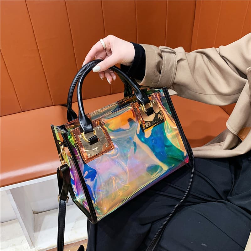 2021 Summer New Transparent Handbag Korean Laser Mother-Child Beach Bag Shoulder Crossbody Bag Women's Handbag