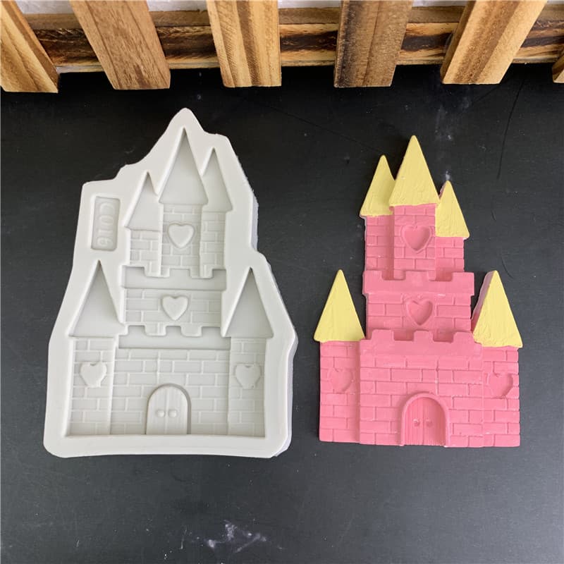 Large Castle House Silicone Mold Handmade Sugar Art Cake Chocolate Tool Drip Silicone Gypsum Mold Baking Tools Irregular Shape