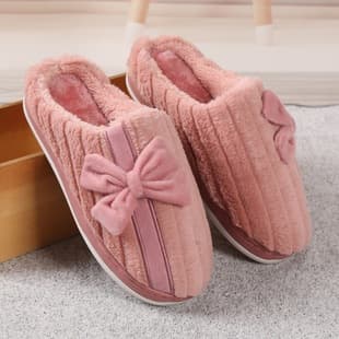 Custom Cotton Slippers for Home Indoor Use, Cute and Warm Corduroy Thick Sole Plush Maternity Shoes, Anti-Slip Winter Slippers