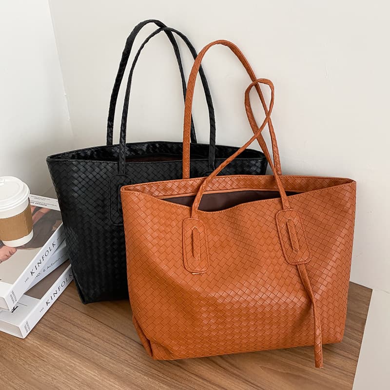 Simple large capacity women's bag 2020 new trendy fashion woven popular shoulder bag internet-famous handbag tote bag