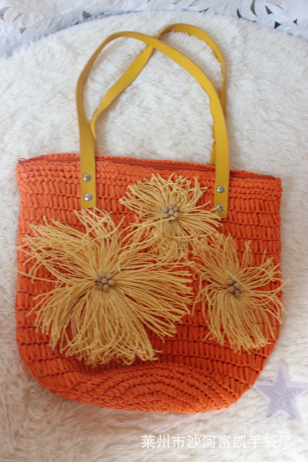 Paper rope crochet bag, style flower shoulder bag, handbag, casual vacation bag, beach bag, straw bag