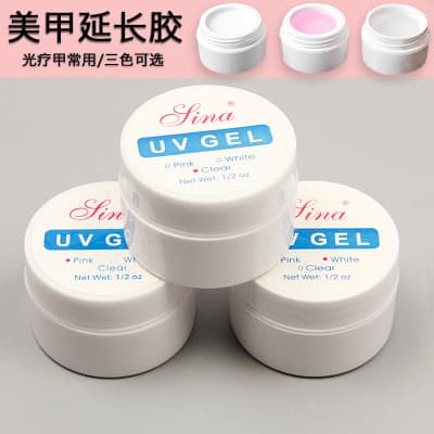 Manicure transparent glue wholesale nail polish sealant UV extension glue gel plus white pink transparent three colors