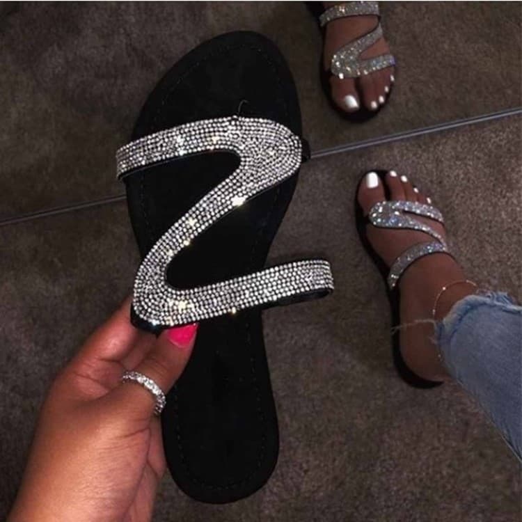 2020 New Women's Sandals Plus Size 35-43 Diamond Wish Fast Selling Beach Cross-Border Slippers Polyamide Material Adult Suitable