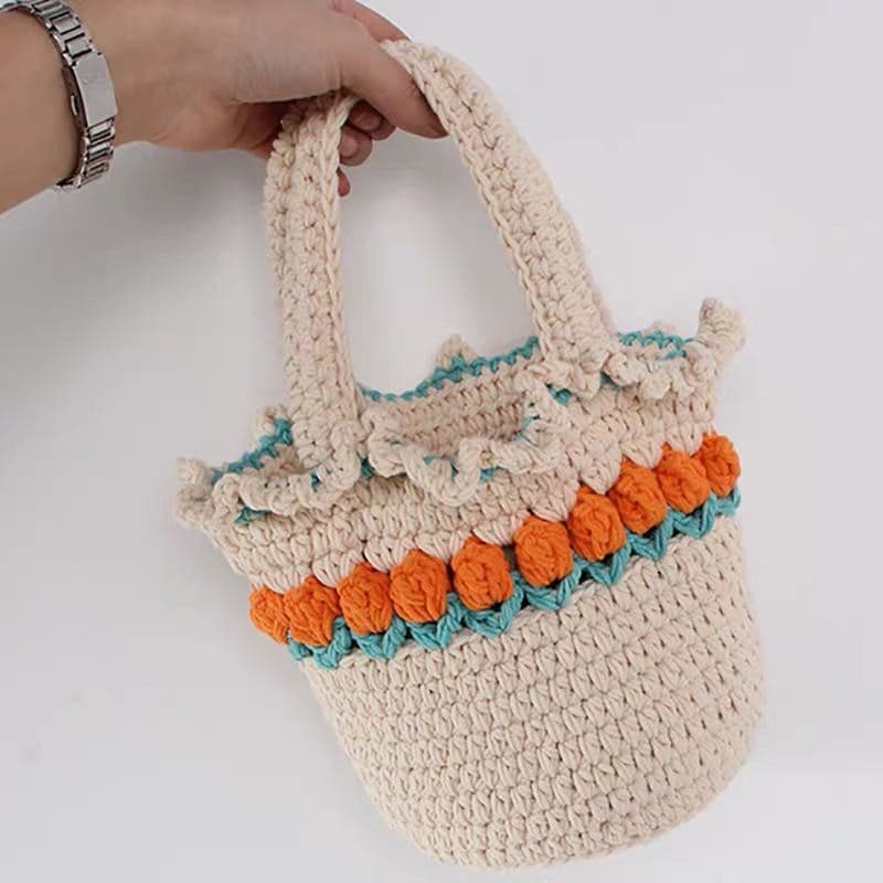DIY Handmade Woven Bag Crochet Handbag Summer Beach Vacation Bag