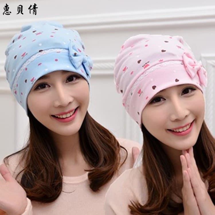 Spring/Summer Thin Maternity Hat, Korean-style Crown Bow Postpartum Cap, Printed Stretchy Pregnant Women's Hat, Factory Direct Sales