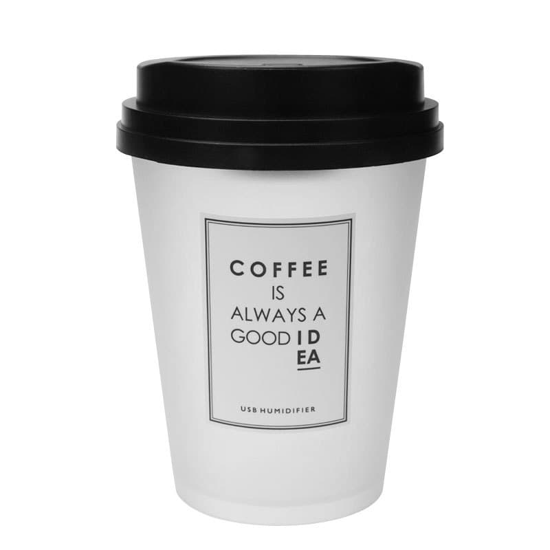 Coffee Cup Humidifier with Black Lid, Cooling Spray, Cross-Border E-commerce Version, Simple PE Bag Packaging, USB