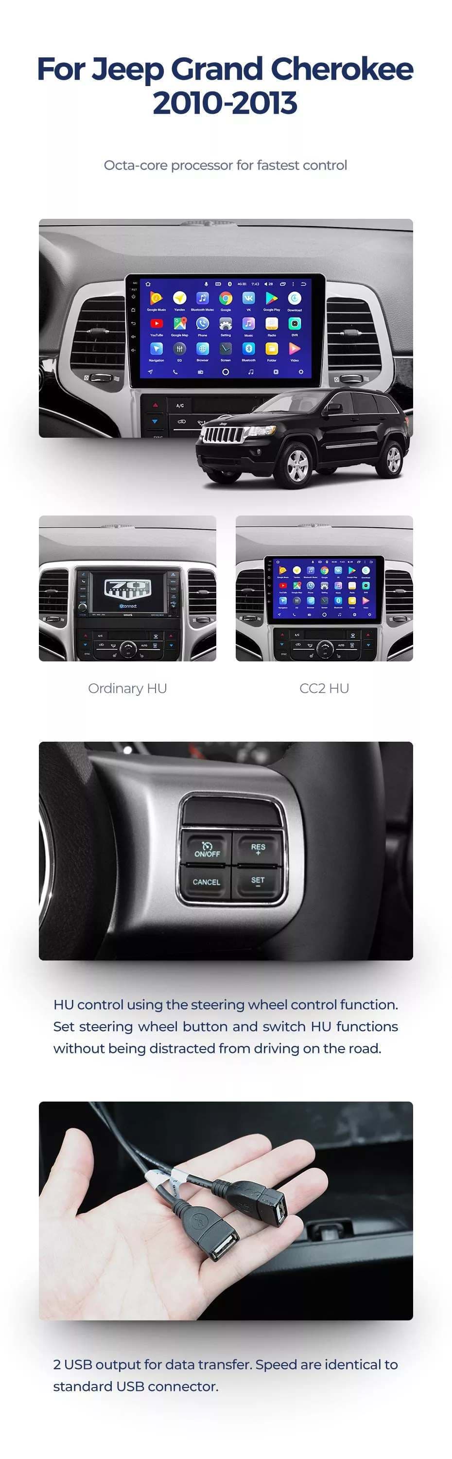 Full touch screen Android 10 for Jeep Grand Cherokee 2008-2013 central control large screen navigation all-in-one machine
